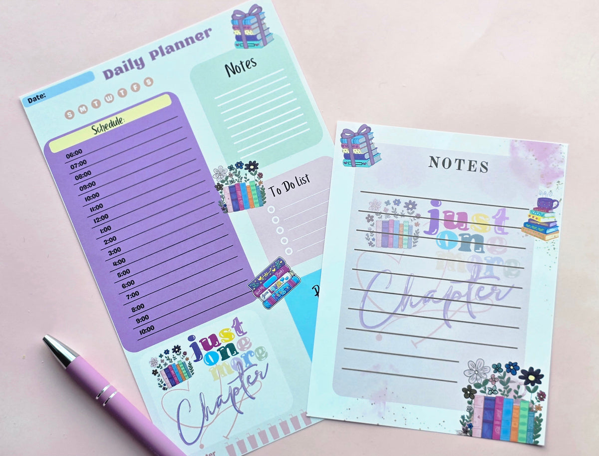 Bookish Daily Planner Notepad, Reading Planner, Cute Book Lover Stationery, Daily Schedule Pad, To Do List Notepad, Gift for Reader