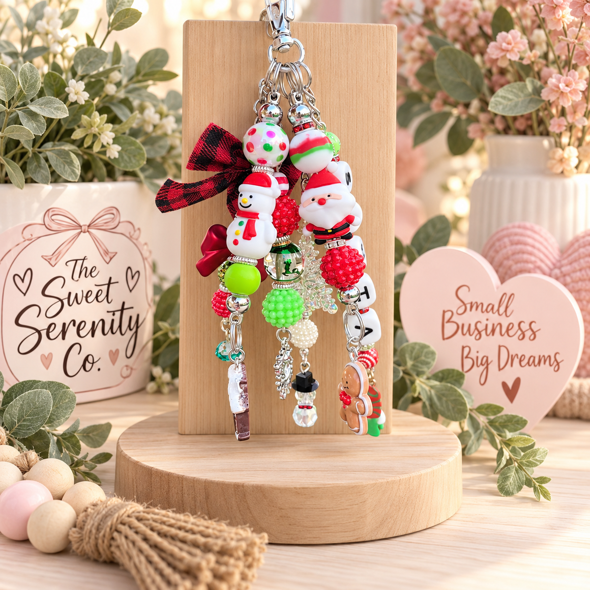 Super Cute Handmade Christmas Purse Charm / Keychain / Mirror Charm