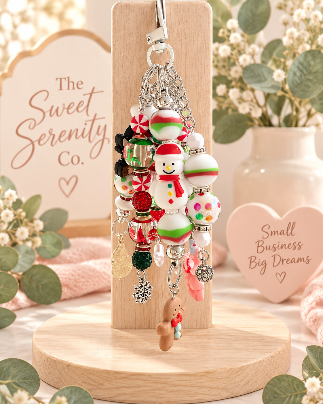 Handmade Snowman Purse Charm & Mirror Charm - Winter Accessory