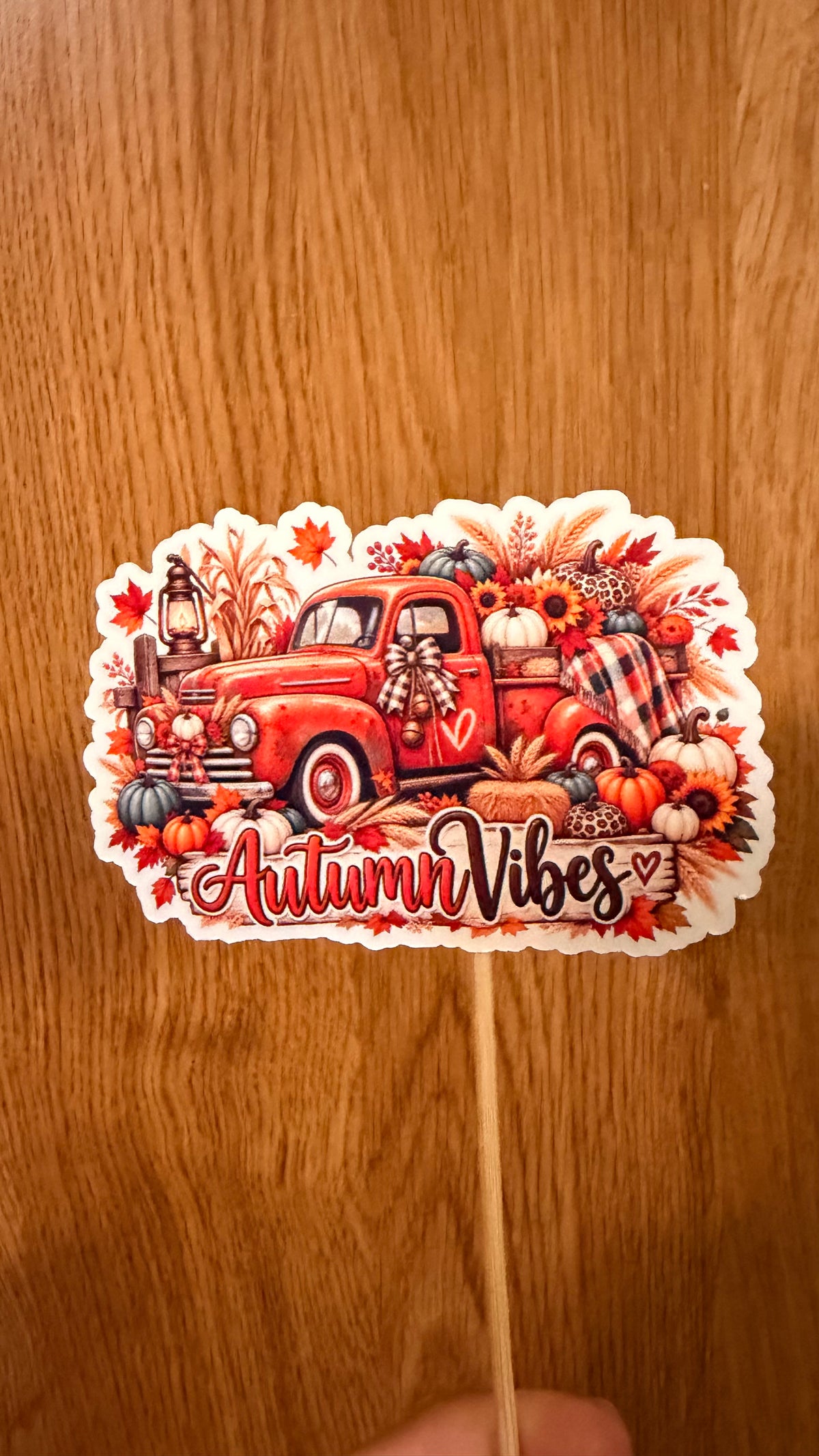 Fall truck sticker, autumn vibes, pumpkin and leaf decor, cozy fall planner accessory, Halloween stickers,seasonal scrapbooking