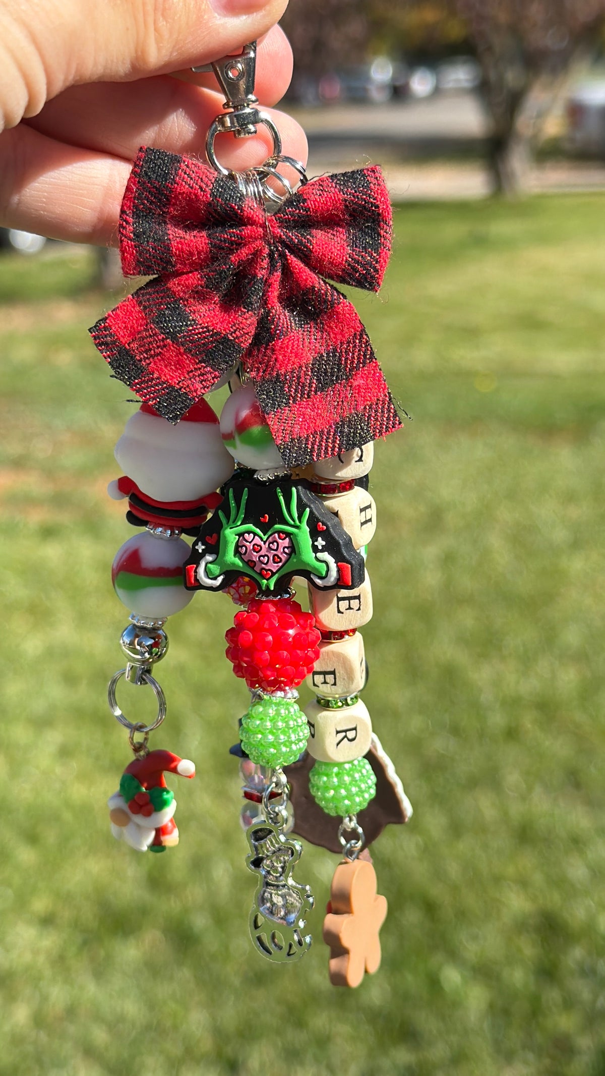 Handmade Beaded Bag Charms & Keychains - Festive Christmas Charm