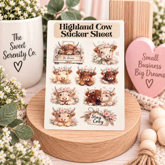 Highland Cow Sticker Sheet