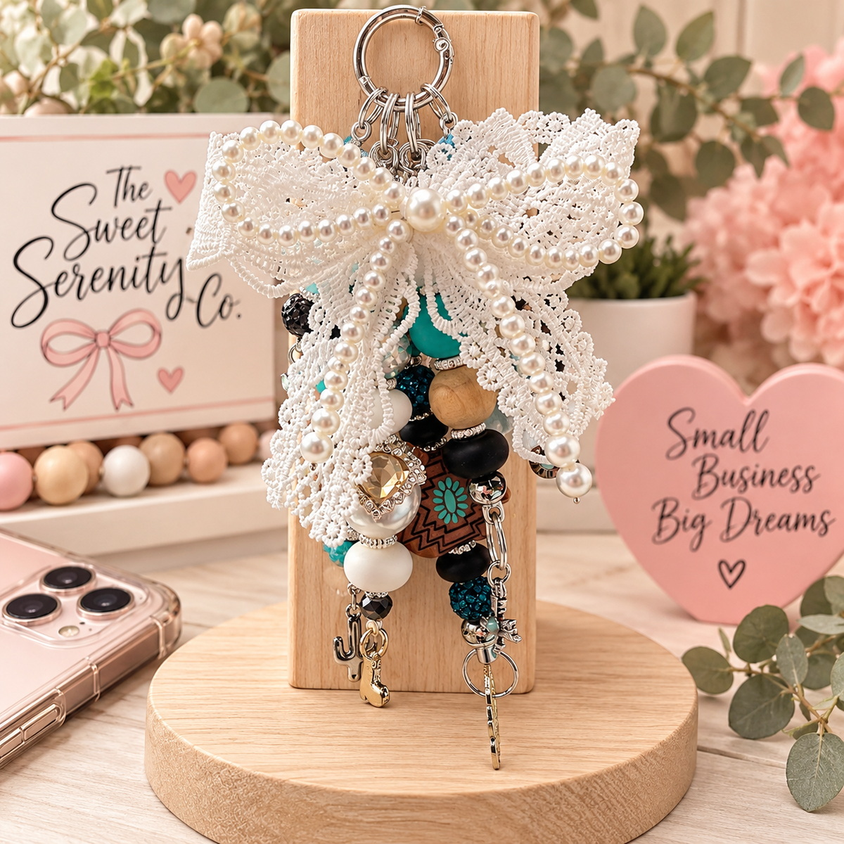 Western Purse charm, Handmade Boho keychain, Car Mirror Charm, purse Accessories