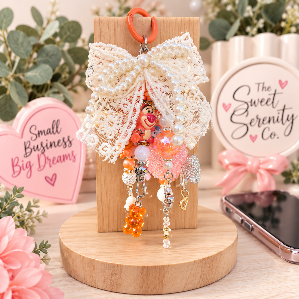 Handmade Purse Charm - Cute Beads & Charms | Keychain & Mirror Charm