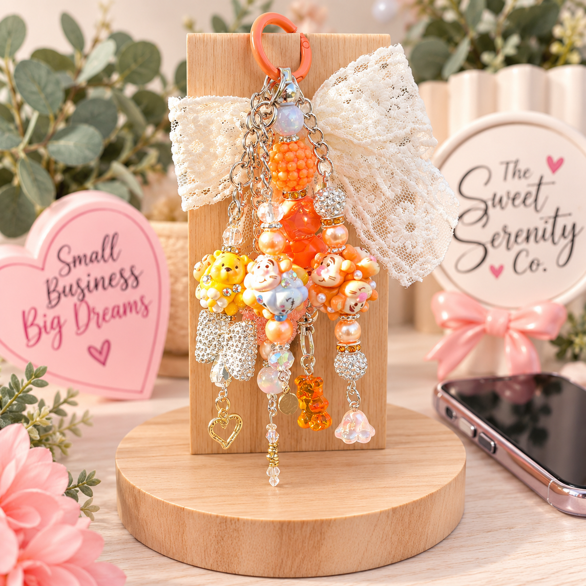 Handmade Purse Charm - Cute Beads & Charms | Keychain & Mirror Charm