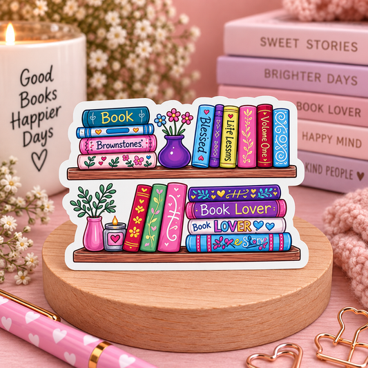 Whimsical Hand Drawn Stack of Books - Book Lover Gift