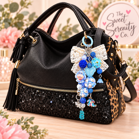 Charming Handmade Purse Accessory | Beaded Keychain & Mirror Charm