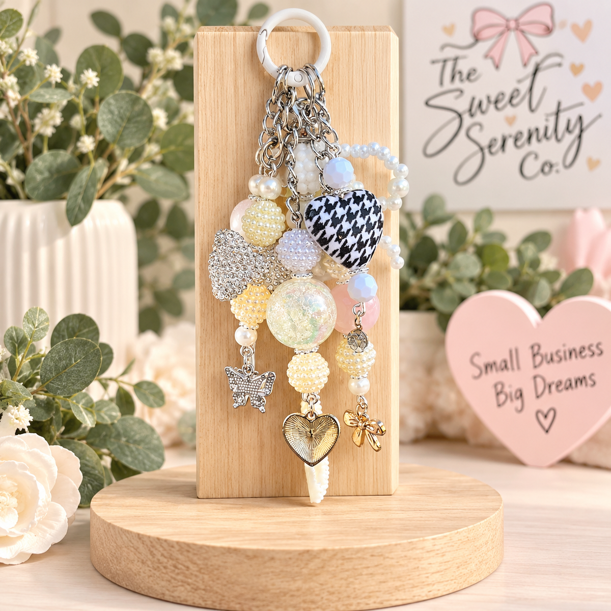 Handcrafted White Keychain & Purse - Unique Handmade Accessory