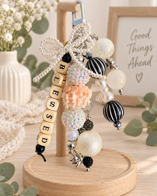 Purse Charm, Pearl and Charm Accessories, Custom Gift for Women and Teens, Bag Charm, Keyring Decor