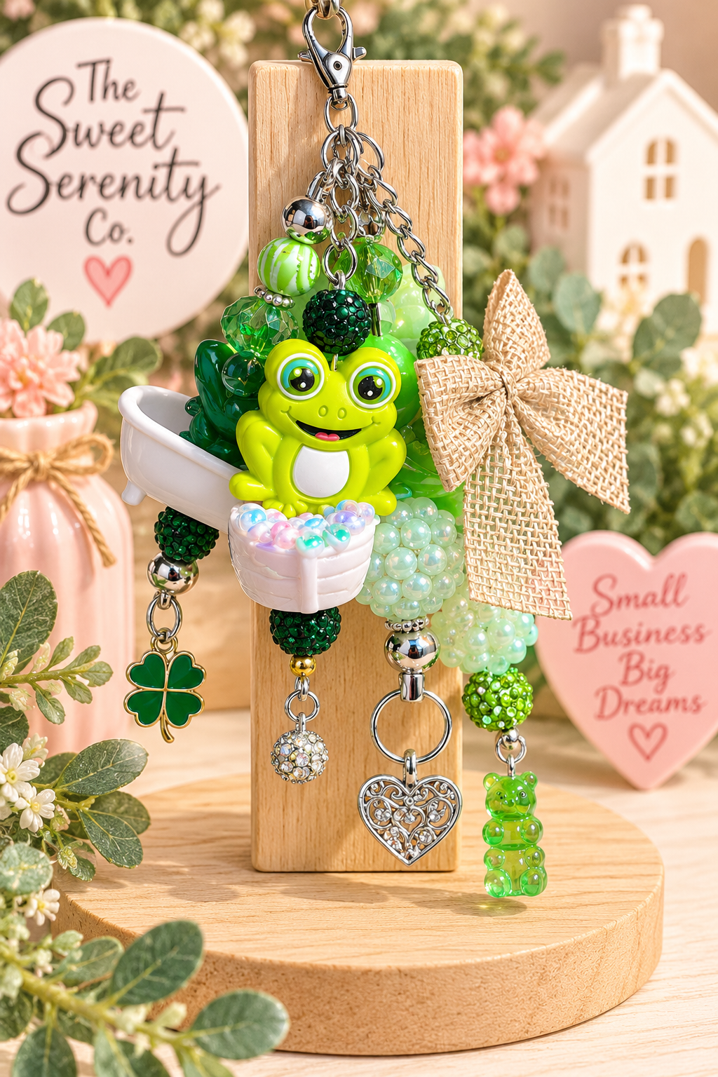 Cute Handmade Frog Bag Charm | Adorable Keychain for Bags