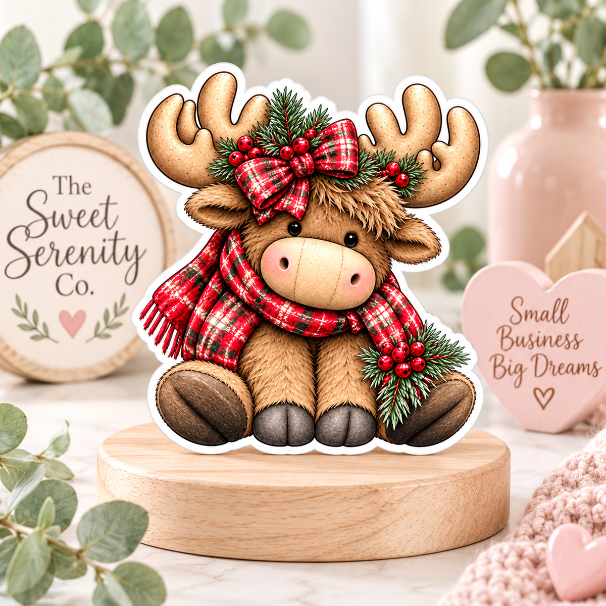 Festive Christmas Moose Sticker