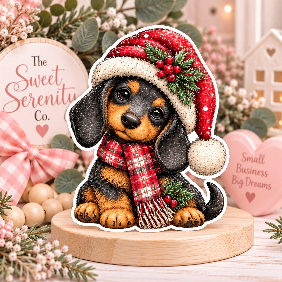 Festive Dachshund Sticker