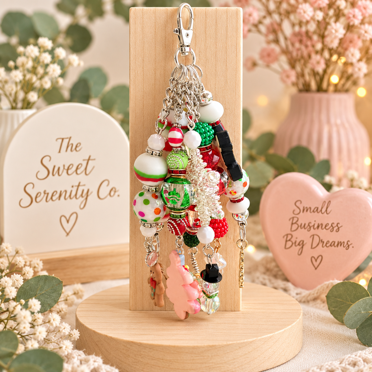 Handmade Snowman Purse Charm & Mirror Charm - Winter Accessory
