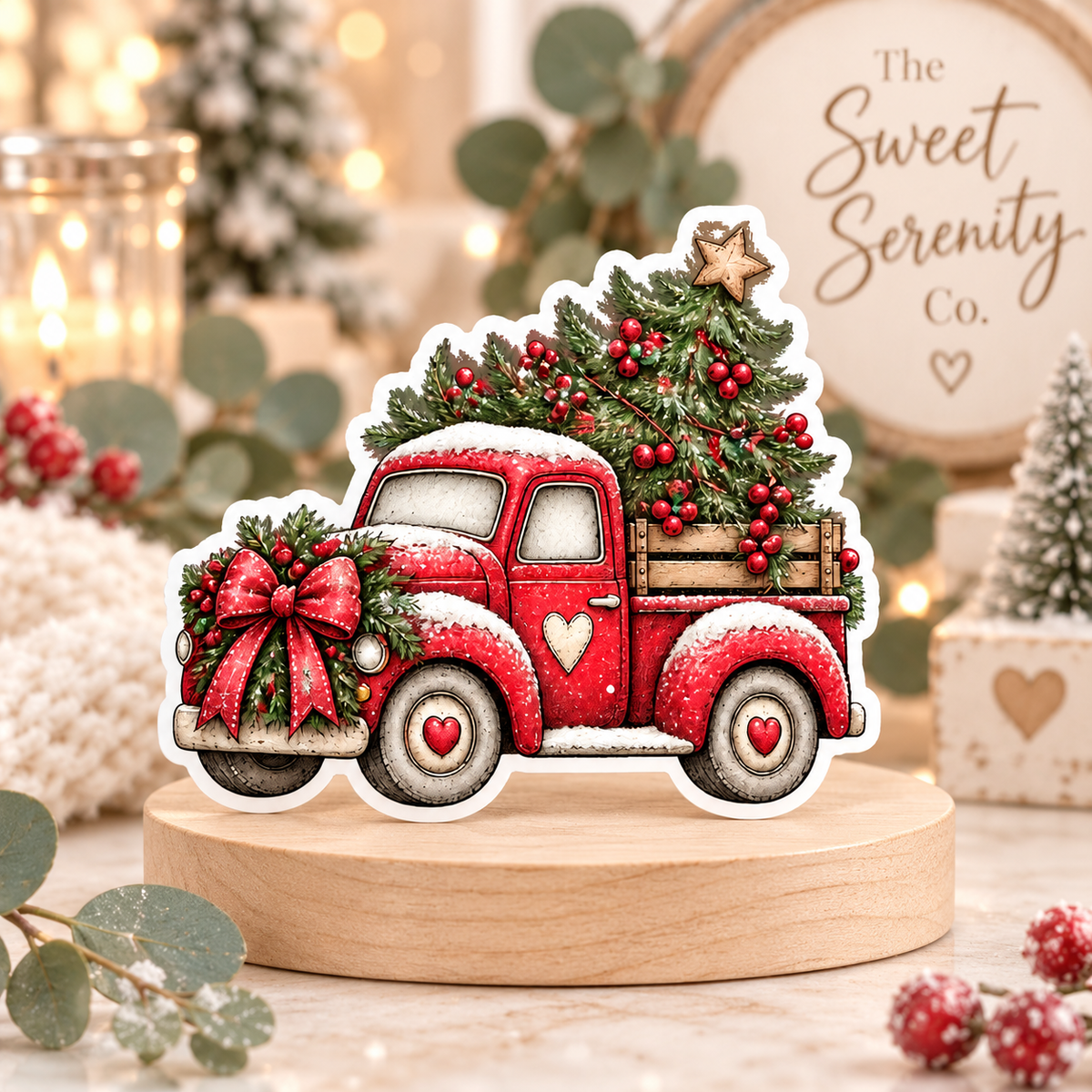 Festive Red Truck Sticker
