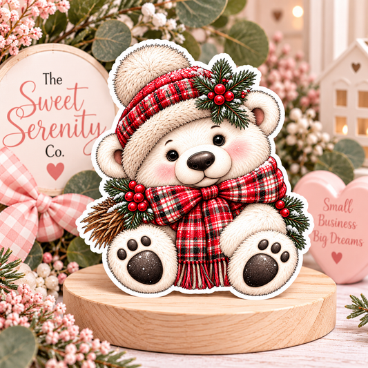Festive Polar Bear Christmas Sticker