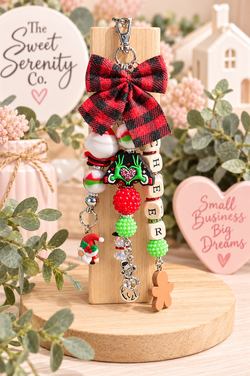 Handmade Beaded Bag Charms & Keychains - Festive Christmas Charm