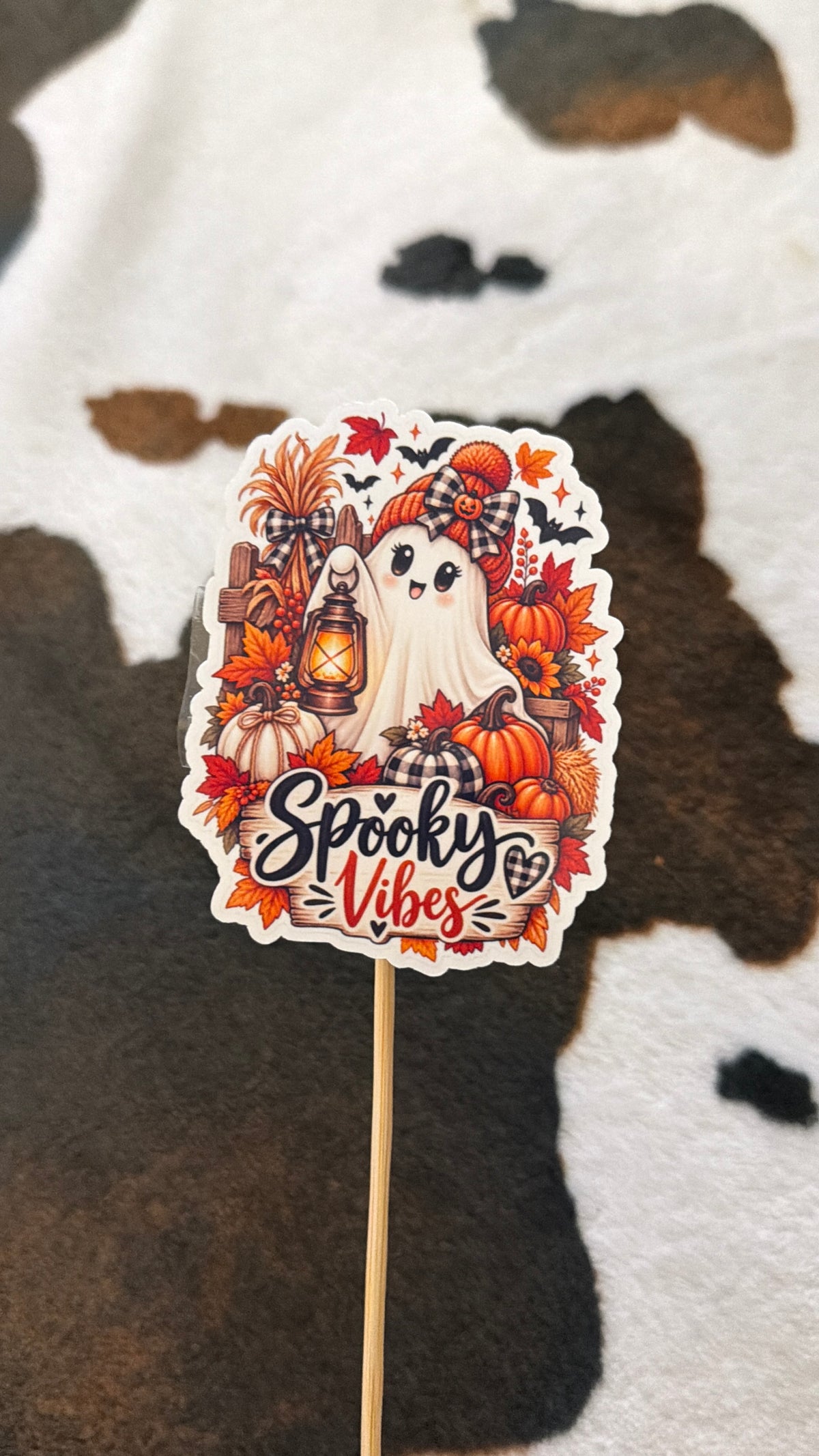 Spooky Ghost Sticker, Halloween Decor, Kawaii Ghost Vinyl Sticker, Fall Vibes, Cute Ghost Sticker, Autumn Halloween Sticker