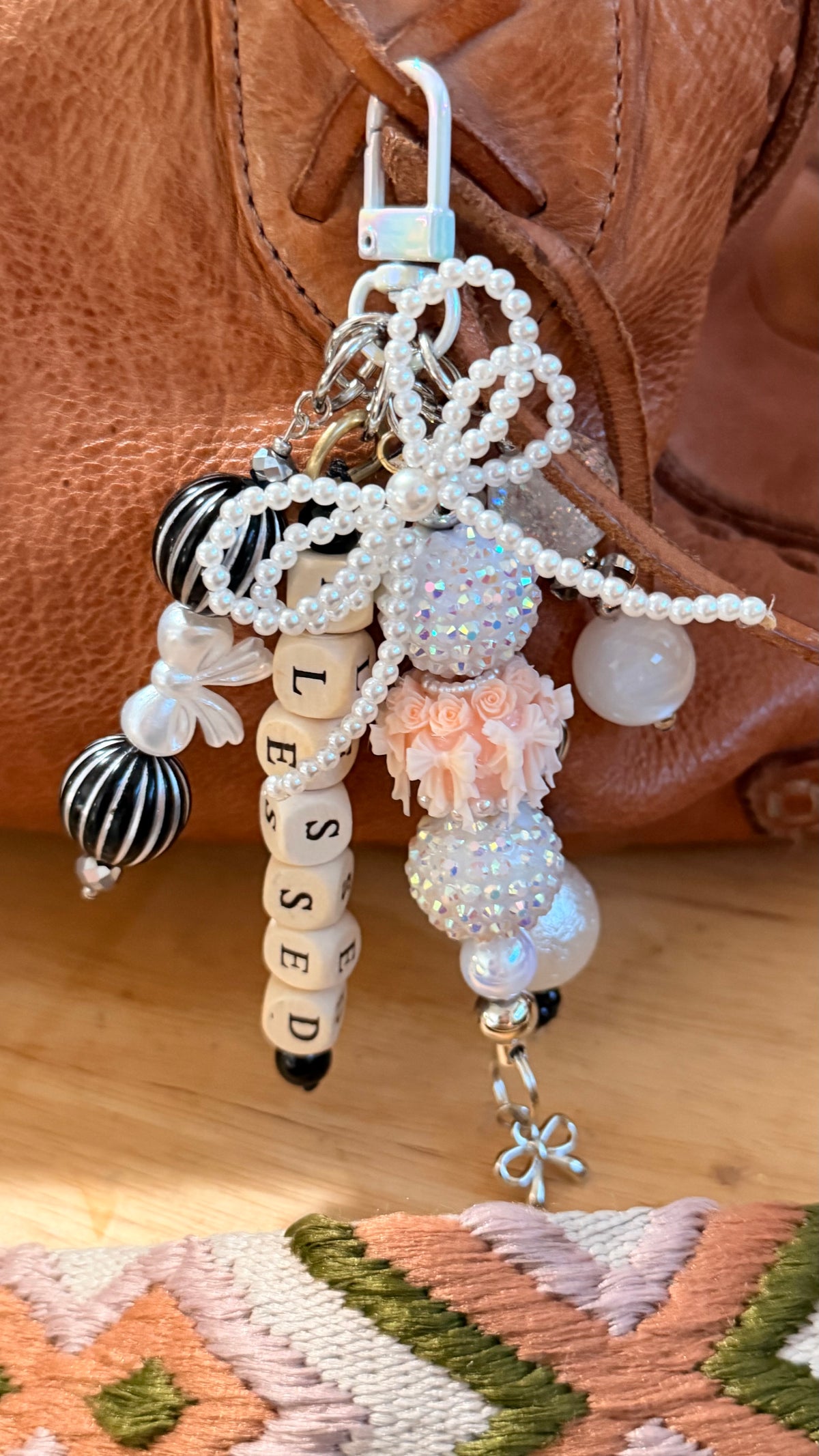 Purse Charm, Pearl and Charm Accessories, Custom Gift for Women and Teens, Bag Charm, Keyring Decor