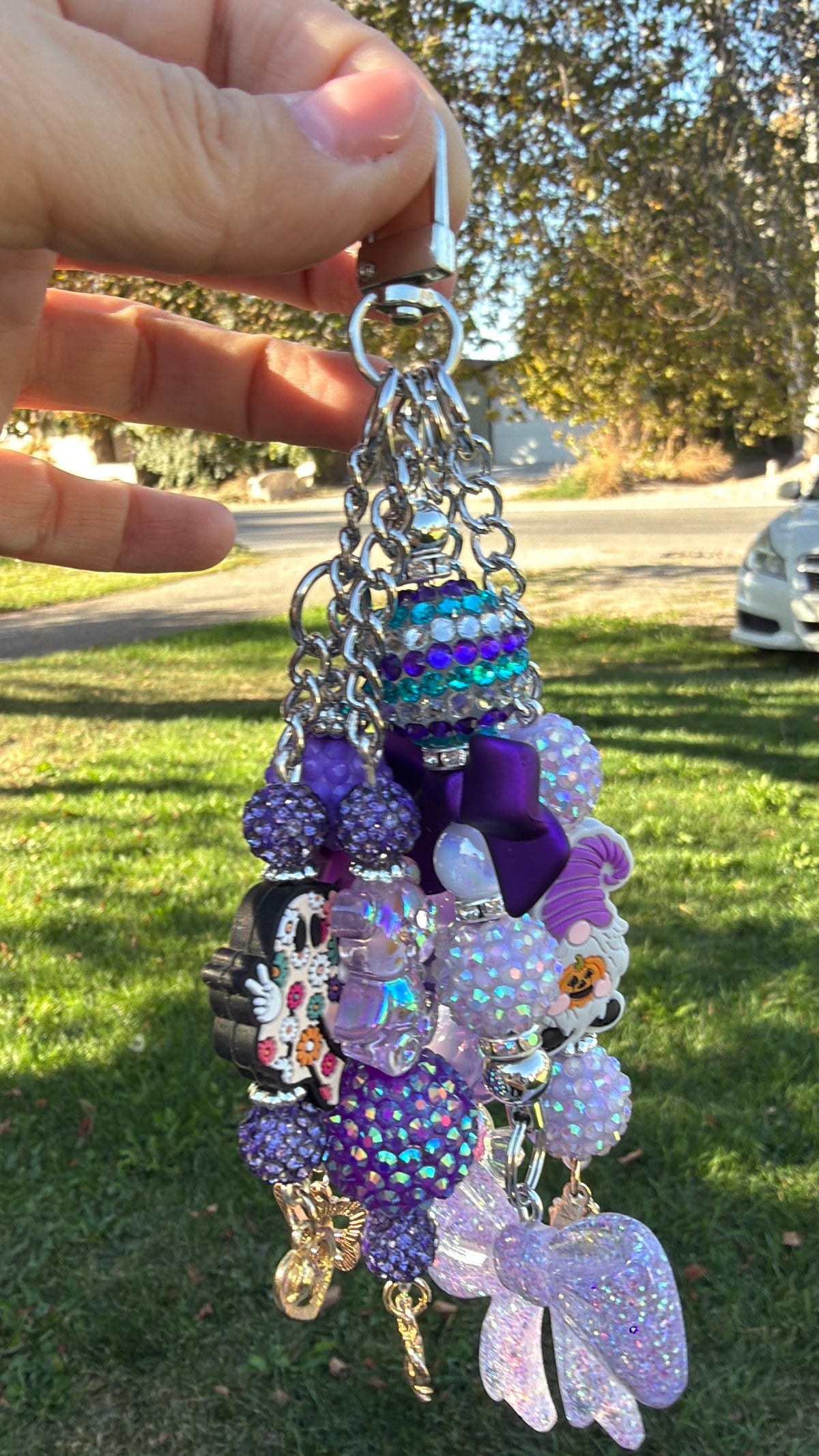 Handmade Purple Keychain & Purse Charm with Beautiful Beads