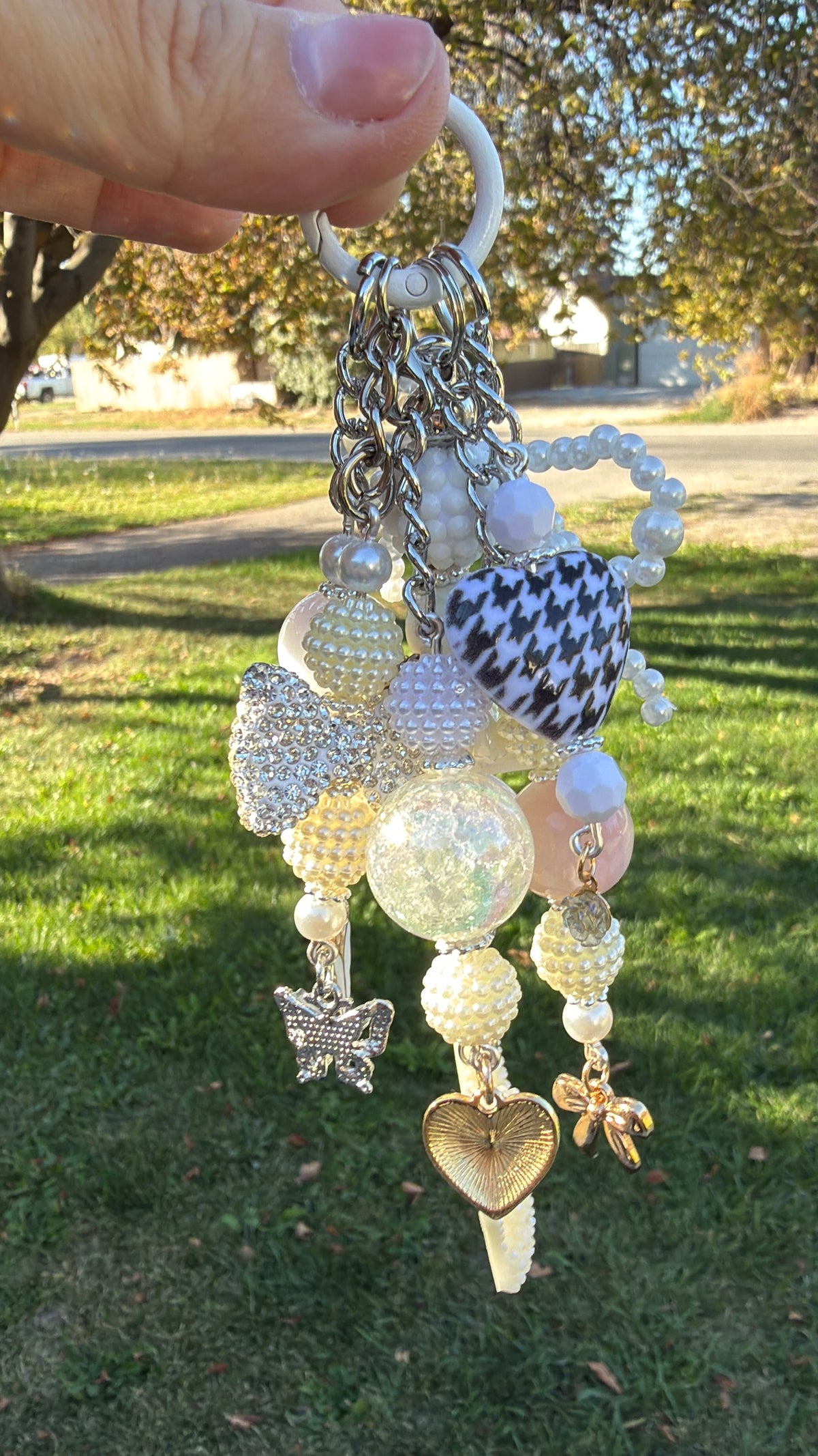 Handcrafted White Keychain & Purse - Unique Handmade Accessory