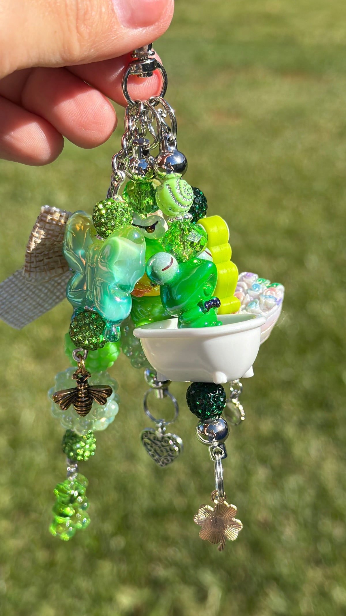 Cute Handmade Frog Bag Charm | Adorable Keychain for Bags
