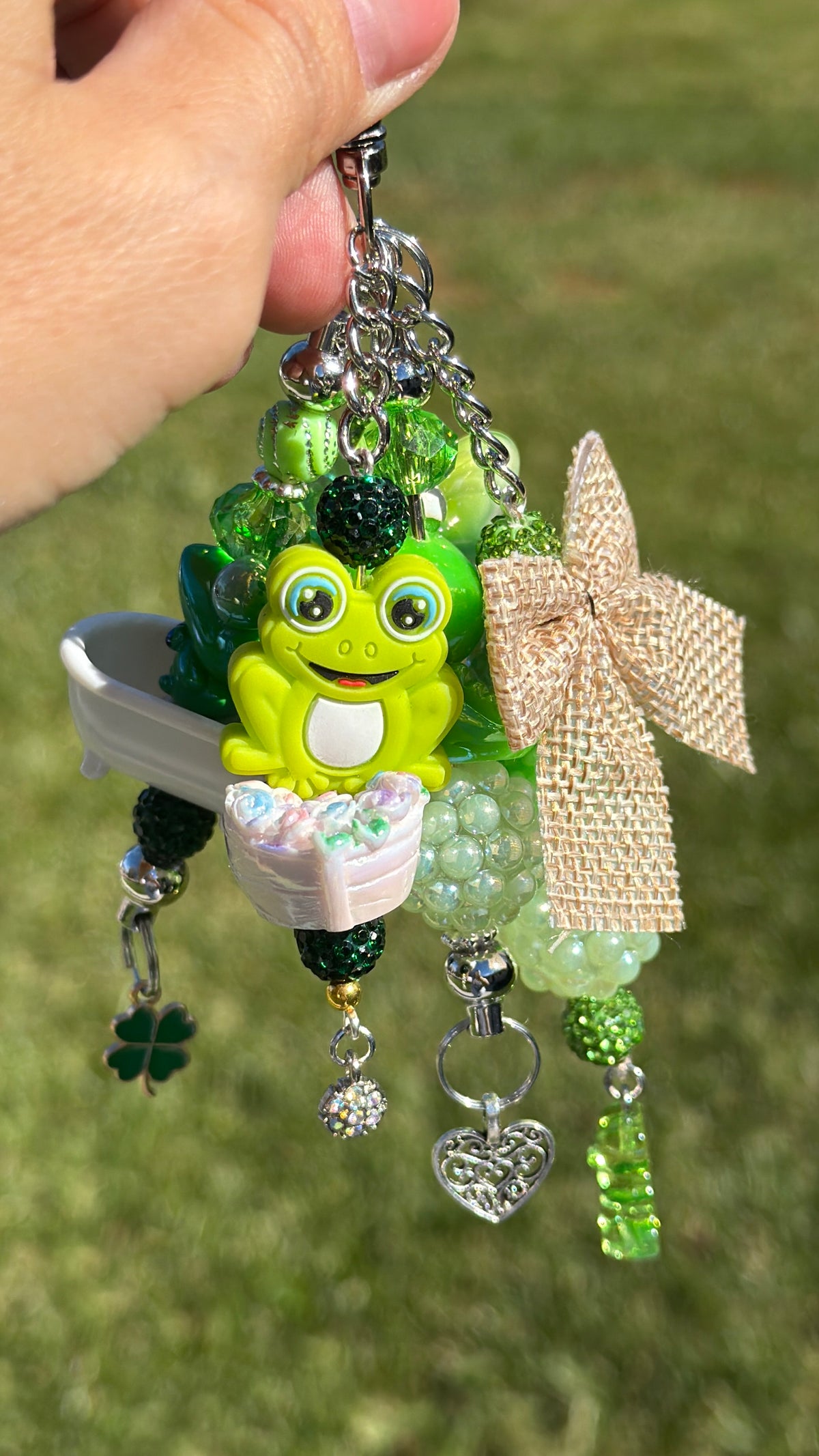 Cute Handmade Frog Bag Charm | Adorable Keychain for Bags