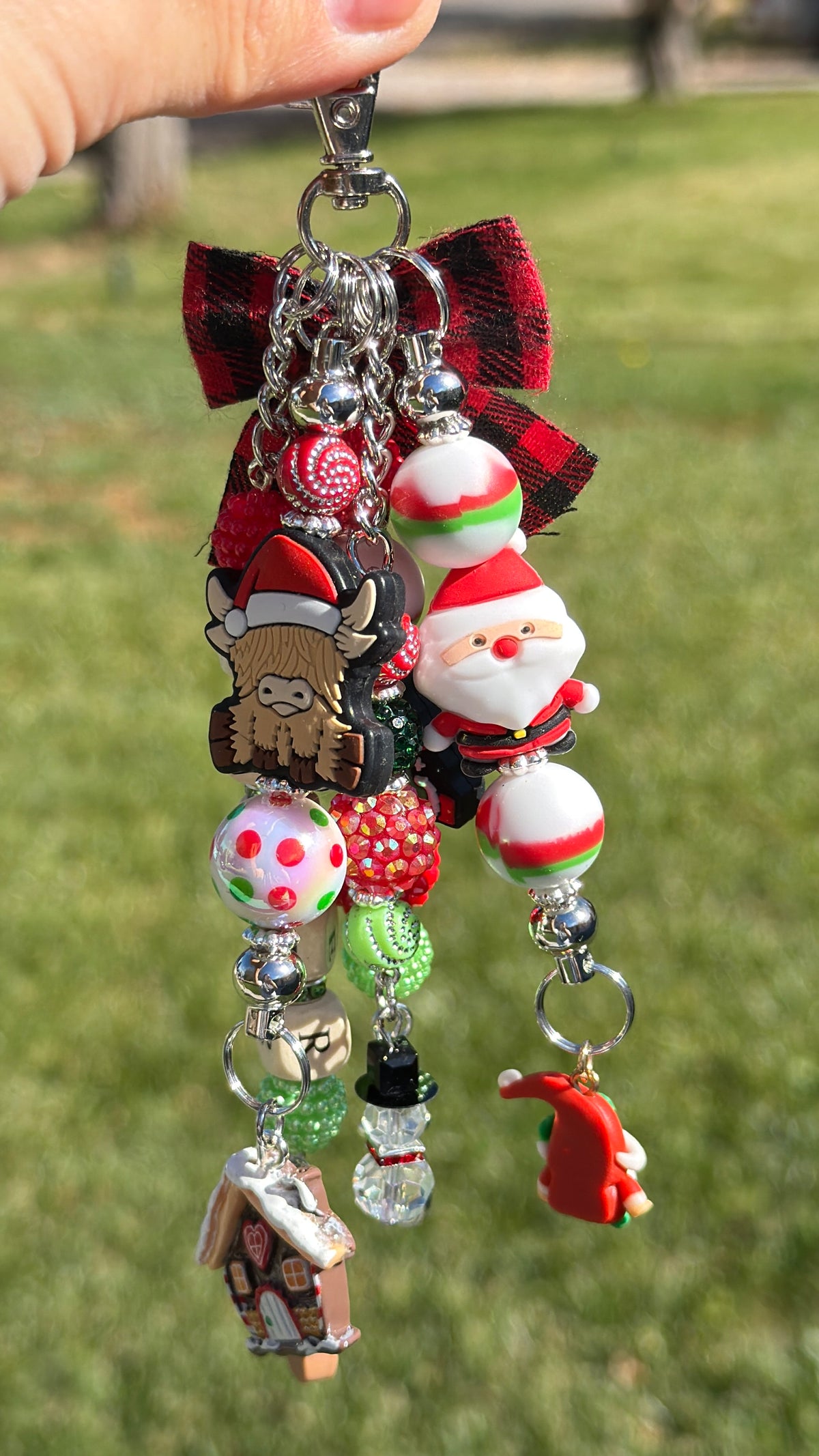 Handmade Beaded Bag Charms & Keychains - Festive Christmas Charm