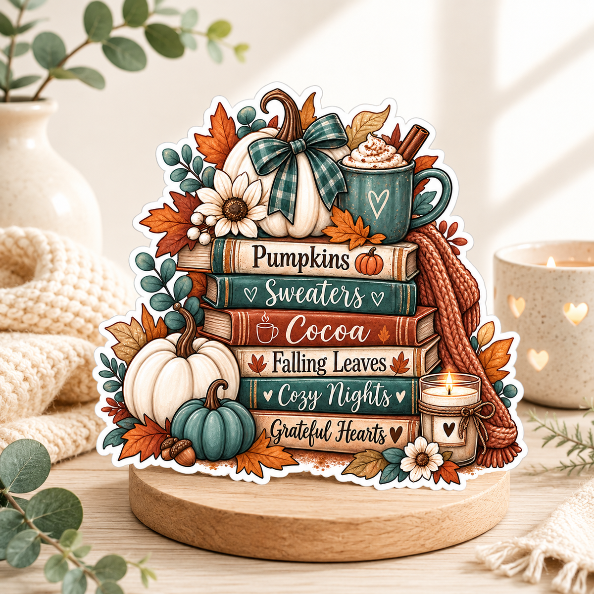 Book Stack fall vibes sticker