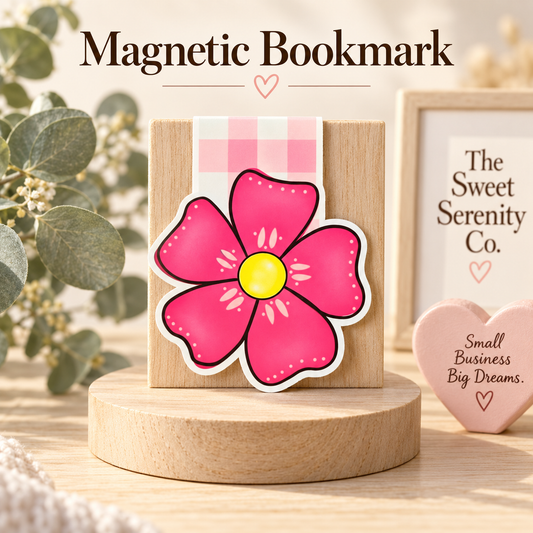 Flower Magnetic Bookmark, Handmade Hand-Drawn Bookmarks, Cute Book Lover Gift, Stationery, Bookish, Magnetic Bookmarks for Readers