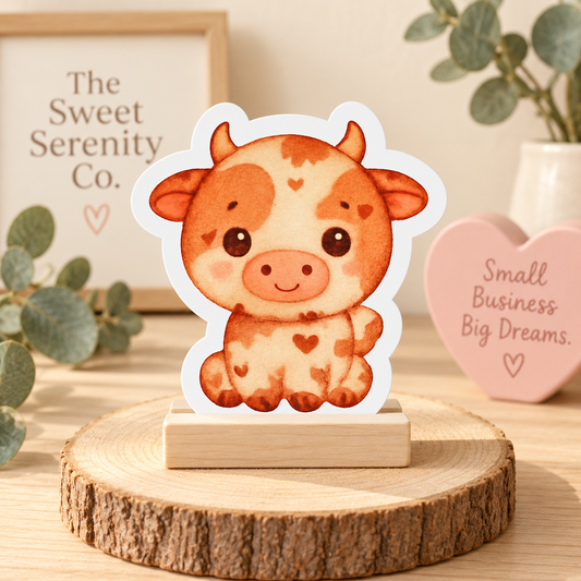 Hand Drawn Cow Stickers, Cute Cozy Animal Decor for Planners, Journals, Water Bottles, Laptop Cases, Vintage-Inspired Handmade Stickers