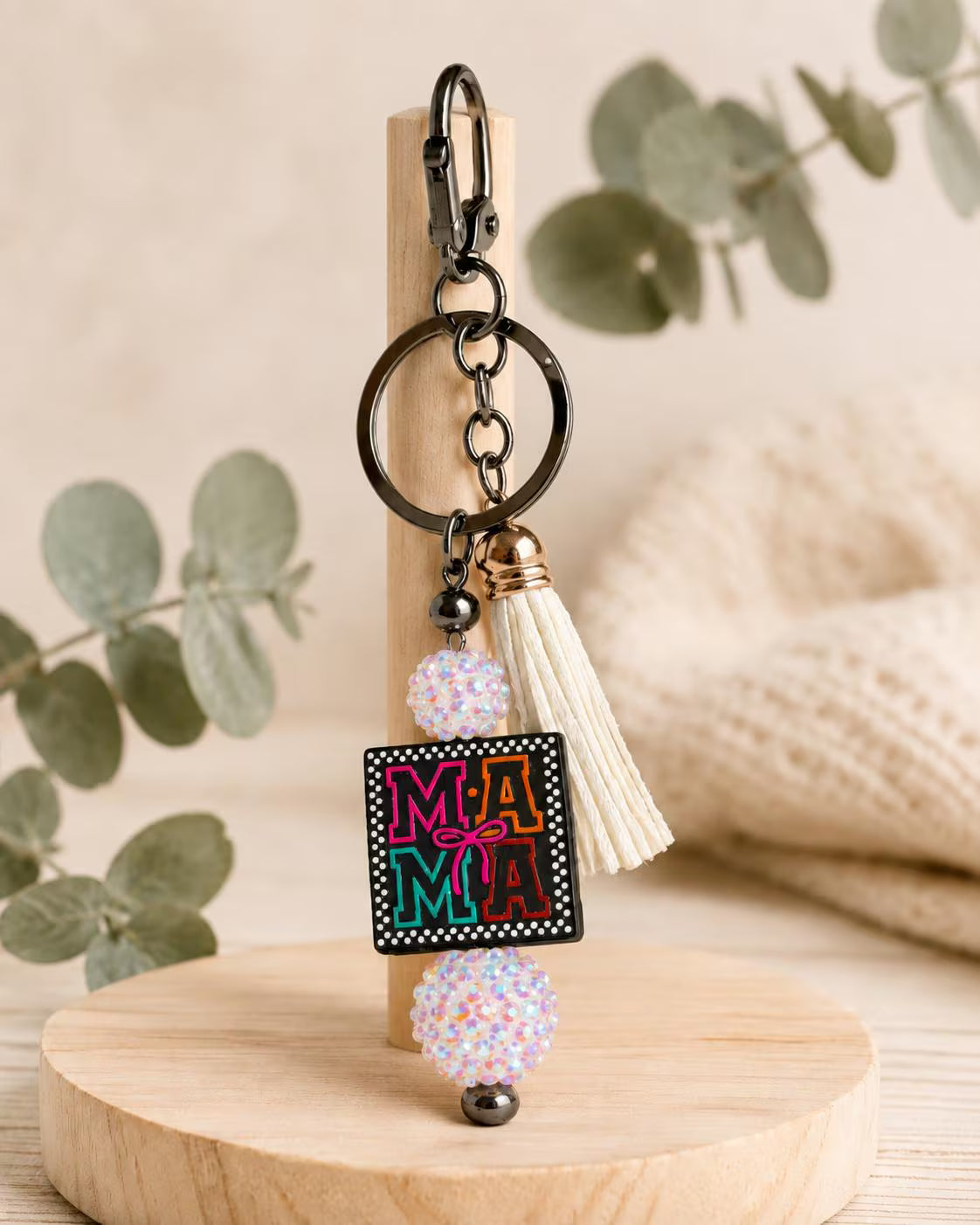 Custom Mom and Dad Keychain, Personalized Jewelry Gift, Kids Names Pendant, Handmade Acrylic Charm, Mum Dad Birthday Present