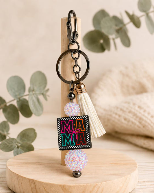 Custom Mom and Dad Keychain, Personalized Jewelry Gift, Kids Names Pendant, Handmade Acrylic Charm, Mum Dad Birthday Present