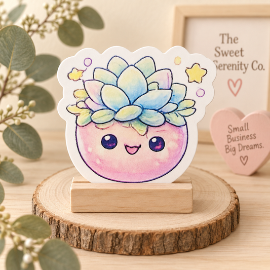 Succulent Sticker | Hand Drawn Cute Plant Vinyl Decal for Journals, Notebooks, Water Bottles, Laptop & Phone Cases, Stationery, Gift for Her