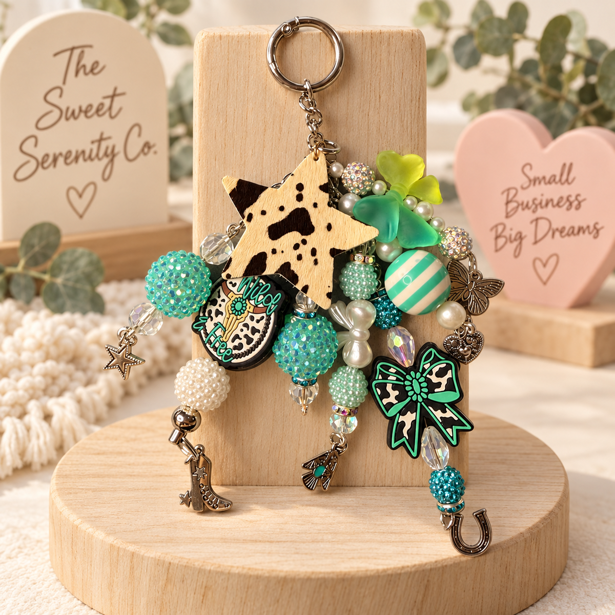 Western Purse Charm, Teal Keychain, Western Jewelry, Handmade Bag Charm, Cowgirl Accessory, Gift for Her, Boho Purse Charm, Unique Gift
